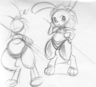 Bunni Thistle chubby doodle fang female ink_sketch long_ears open_mouth tooth undies what wide_hips // 1381x1249 // 411.7KB