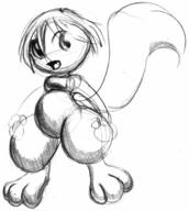 androgynous bottomless doodle featureless_crotch fluffy_tail midriff open_mouth pencil pencil_sketch silly sketch what // 844x944 // 68.8KB