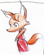 Red_Shirt color_pencils colour female fluffy_tail fox ink red_skirt skirt unidentified_character vixen // 660x820 // 89.7KB