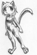 :3 Kim author_fancy bellybutton featureless_crotch featureless_nude felyne female ink ink_sketch midriff nude open_mouth sketch // 660x992 // 142.5KB