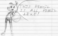 Nickel bubble canidae doodle fang fluffy_tail goofy long_ears open_mouth pencil pencil_sketch shorts silly sketch speech text tooth what // 1338x834 // 106.5KB