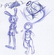 Bunni Luna Ribbons bottomless doodle featureless_crotch female ink ink_sketch kibrosian long_ears shorts sketch // 1362x1380 // 352.1KB