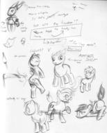 Firecry_Sundae Friendship_is_Magic My_Little_Pony doodle female filly flank ink ink_sketch megaphone notes open_mouth page plot pony practice rump silly sketch study text // 2425x3030 // 883.5KB