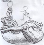 Bunni Enamour_Dalliance My_Little_Pony balloon_blowing balloon_inflation balloon_sitting balloon_straddle balloons cutie_mark doodle featureless_nude female horn ink ink_sketch long_ears pony sketch unicorn // 1289x1324 // 434.1KB
