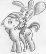 Luna My_Little_Pony Tabletop author_like balloons bunny cutie_mark earth_pony female filly long_ears open_mouth pencil pencil_sketch pony rabbit shorts sketch // 733x857 // 146.1KB