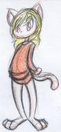 Unnamed_character androgynous author_fancy author_like bottomless colour crayon feline felyne ink ink_sketch shirt sketch // 449x972 // 123.8KB