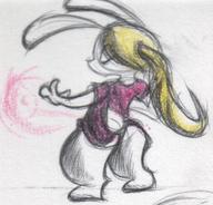 Red_Shirt action attack author_fancy author_like bottomless bunny closed_eyes colour crayola_crayon crayon female ink ink_sketch long_ears magic ponytail shirt sketch // 682x655 // 79.2KB