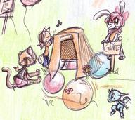 Bubbles Kilo Unnamed_character action author_like background ball bunny butterfly colour crayon dragon dragonette feline felyne female flower flying game horns ink ink_sketch landscape long_ears male open_mouth pillow sign sitting sketch sleeping_bag tent // 1338x1195 // 479.3KB