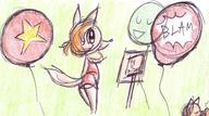 Unnamed_character author_fancy author_like balloons colour crayon doodle female fox grass implied_popping ink ink_sketch printed_balloon sign sketch skirt star vixen // 1353x754 // 280.7KB
