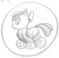 1up Apple_Bloom Bubbles Friendship_is_Magic MLP MLPFiM My_Little_Pony author_fancy author_like blank_flank bow bubble cute female filly fim item_balloon item_bubble pencil pencil_sketch pony sketch // 797x776 // 84.6KB