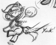 MLPFiM Scootaloo author_fancy author_like blush closed_eyes doodle female filly flit hey ink ink_sketch open_mouth pony rubbing sketch tail_tugging text yoink // 560x453 // 55.2KB
