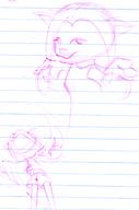 BALLTHINGY author_indifferent ink_sketch magic notebook_paper pink unidentified_character vixen // 500x755 // 171.8KB