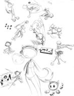 Ray action_pose attack author_indifferent doodle fluffy_tail ink_sketch music note // 619x808 // 133.1KB