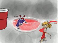 Inhuman author_like background chibi chibishanian cup drink fanart fancharacter glowsticks hekshanian party punch_bowl rave red_hair red_pants tail_view // 640x480 // 24.8KB